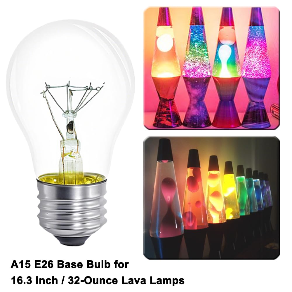 Lava Lamp Bulb 40W 4 Pack E26 Medium Base A15 Appliance Oven Light Bulb
