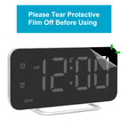 Slim LED Digital Alarm Clock, Mirror Surface for Makeup, with Diming, Large Display, Easy Setting, USB Charger Ports, Modern Bedroom, Desk, Office Living Room Decor, Christmas Birthday for Women Girl