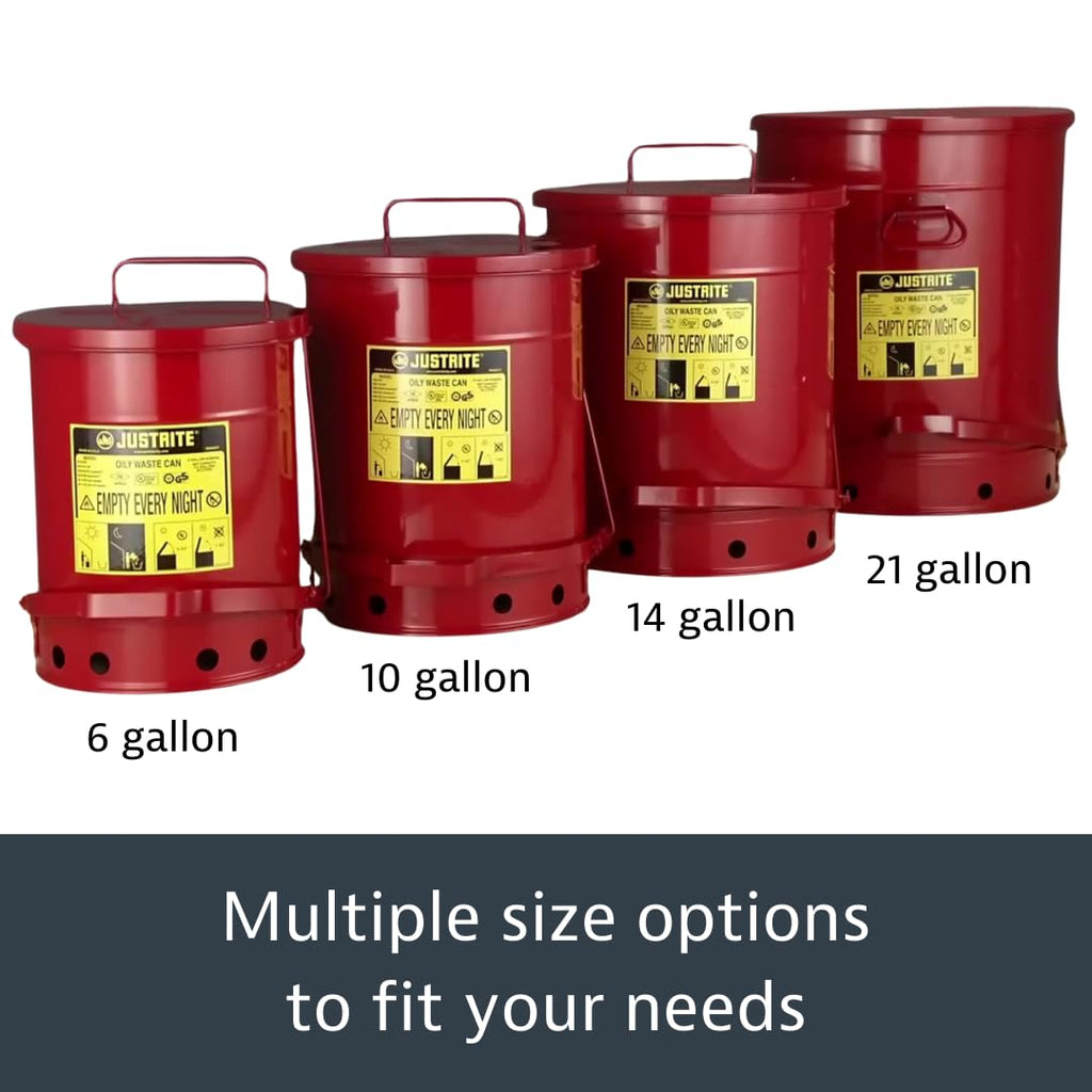 Justrite 10 Gallon Galvanized Steel Oily Waste Can