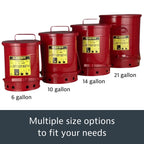 Justrite 10 Gallon Galvanized Steel Oily Waste Can