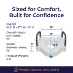 Drive Medical 2-in-1 Raised Toilet Seat with Removable Padded Arms