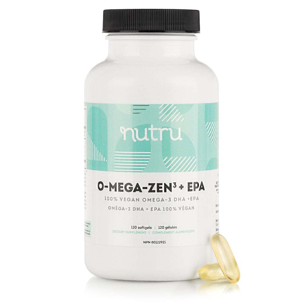 Nutru O-Mega-Zen3 +EPA Vegan Omega 3 Supplement - Fish Oil Alternative - Premium Marine Algal Based Omega-3 DHA and EPA Fatty Acids - Carrageenan Free - 120 Softgels