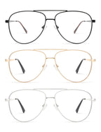 AMOMOMA Trendy Aviator Reading Glasses for Women,Men Blue Light Blocking Computer Readers Retro Metal Frame AM6162, Black&Gold&Silver 2.50x