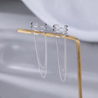 SLUYNZ 925 Sterling Silver No Piercing Cuff Earrings Chain for Women Wrap Earrings Tassel Clip On Ear (A-Silver)