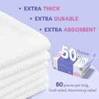 PoeticEHome Extra Thick Face Towels Disposable | Cotton Soft Dry Wipes Biodegradable for Facial Cleansing & Makeup Remover (4 Pack)