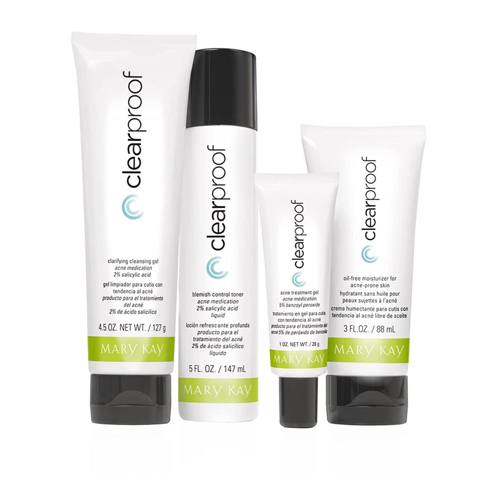 Clear Skin 4-Step Acne Treatment Set – Cleanser, Toner, Acne Gel & Oil-Free Moisturizer for Oily and Acne-Prone Skin
