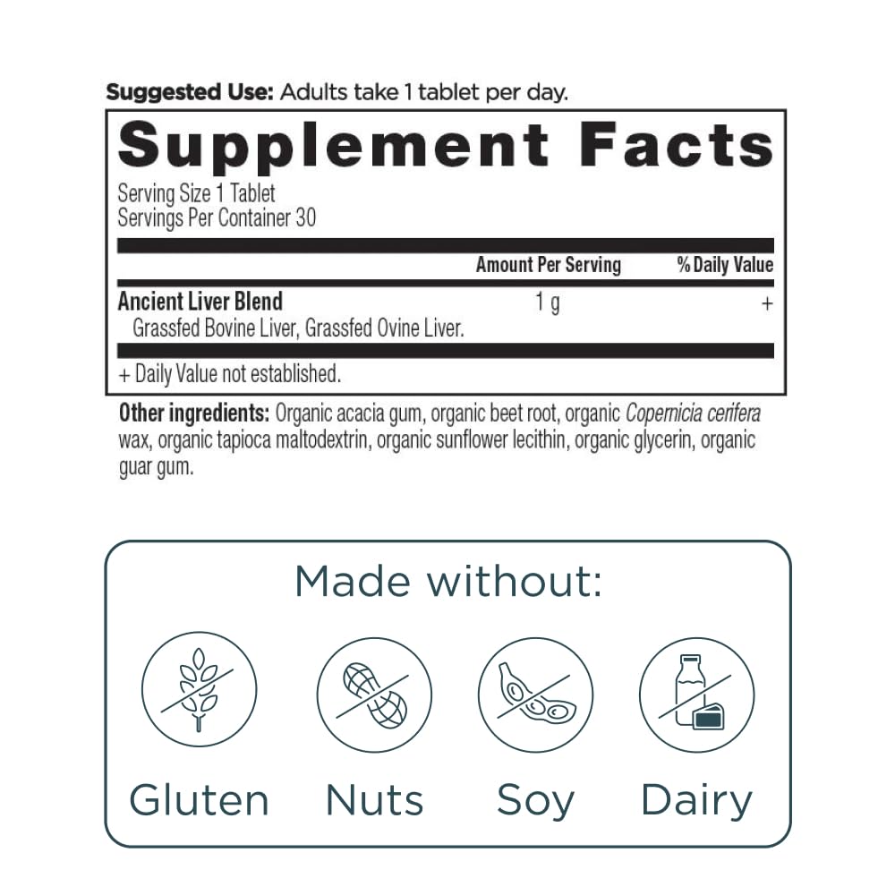Ancient Nutrition Organ Supplements, Once Daily Grass-Fed and Wild Organ Complex Capsules, Beef & Lamb Liver, Supports Healthy Blood, Gut, and Liver, 30 Ct