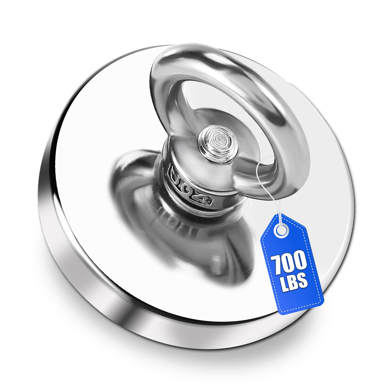 DIYMAG Strong Neodymium Fishing Magnets, 700 lbs(318 KG) Pulling Force Rare Earth Magnet with Countersunk Hole Eyebolt Diameter 2.95 inch(75 mm) for Retrieving in River and Magnetic Fishing