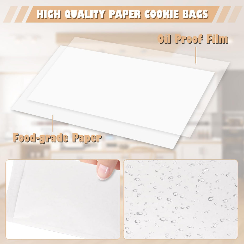 GBACHOOSE 800 Pack Wax Paper Bags 4x6 inch, Greaseproof Bag Paper Cookie Bags Bakery Wax Bag for Food, Cookie, Candies and More(White)
