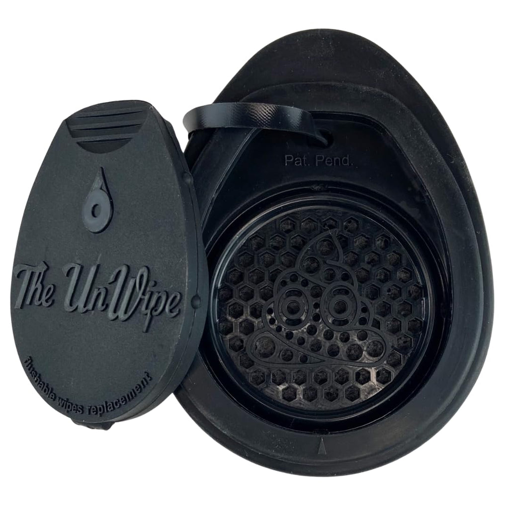 The UnWipe – Textured, Portable, Septic-Safe Tush Cleaning Instead of Flushable or Baby Wipes, Black LE