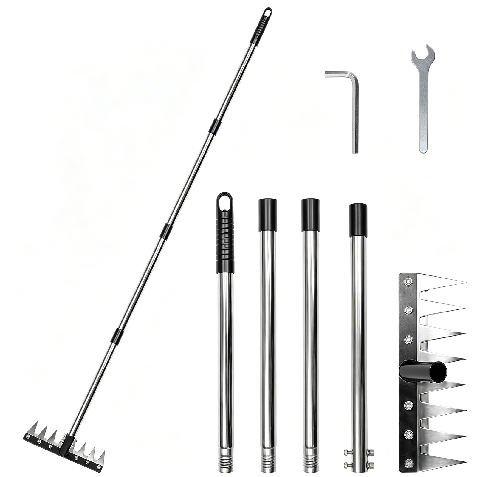 OK5STAR Heavy Duty Iron Weeding Rake for Yard, Lawn and Garden