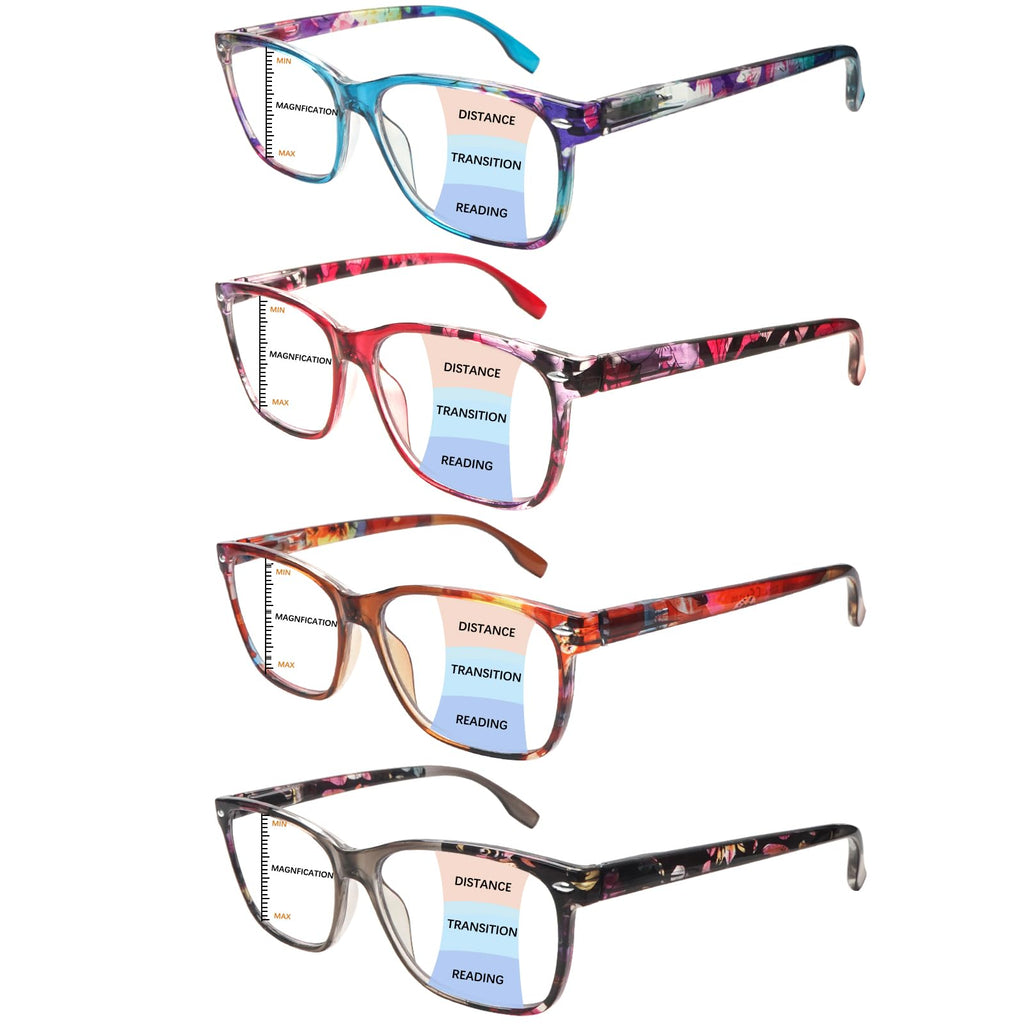 CLASAGA Progressive Multifocus Reading Glasses for Women,Blue Light Blocking Spring Hinge Fashion Pattern Print Computer Readers (pattern design-5, 1.5, x)