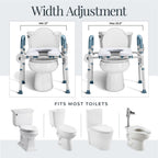 Toilet Seat Risers For Seniors Width and Height Adjustable Raised Toilet Seat With handles for Elderly, Handicap, Elevated, Pregnant, Fit Any Toilet Riser Heavy Duty Up To 400lbs
