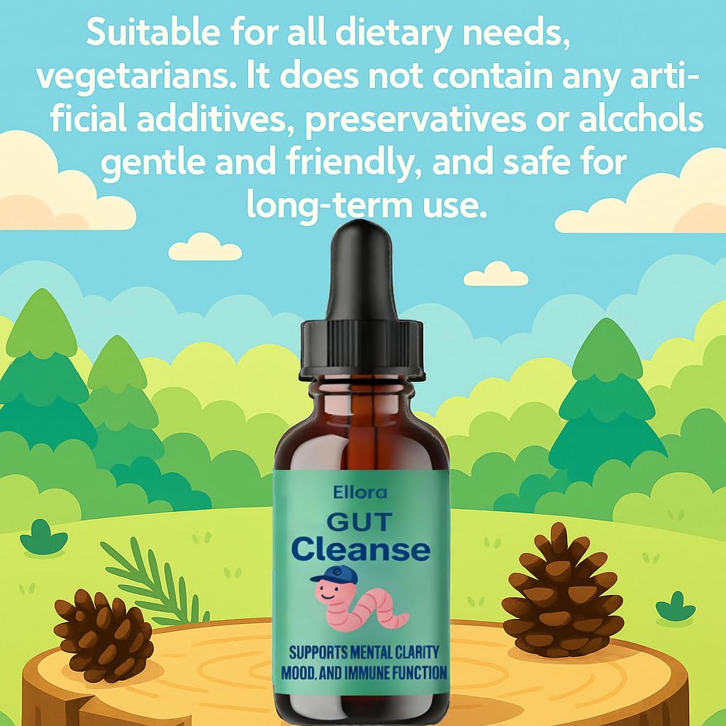 Ellora Gut Cleanse Drops, Gentle Gut and Colon Support for Black Walnut Hull, Wormwood, Clove, Oregano, Licorice Root | 30 Servings