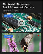 USB Digital Microscope, 50x-1600x Magnification Handheld, 1440P HD 8 LED Lights, Portable Pocket, Compatible with iOS and Android Devices, 2MP Magnifier Microscopes Camera (321P with Stand)