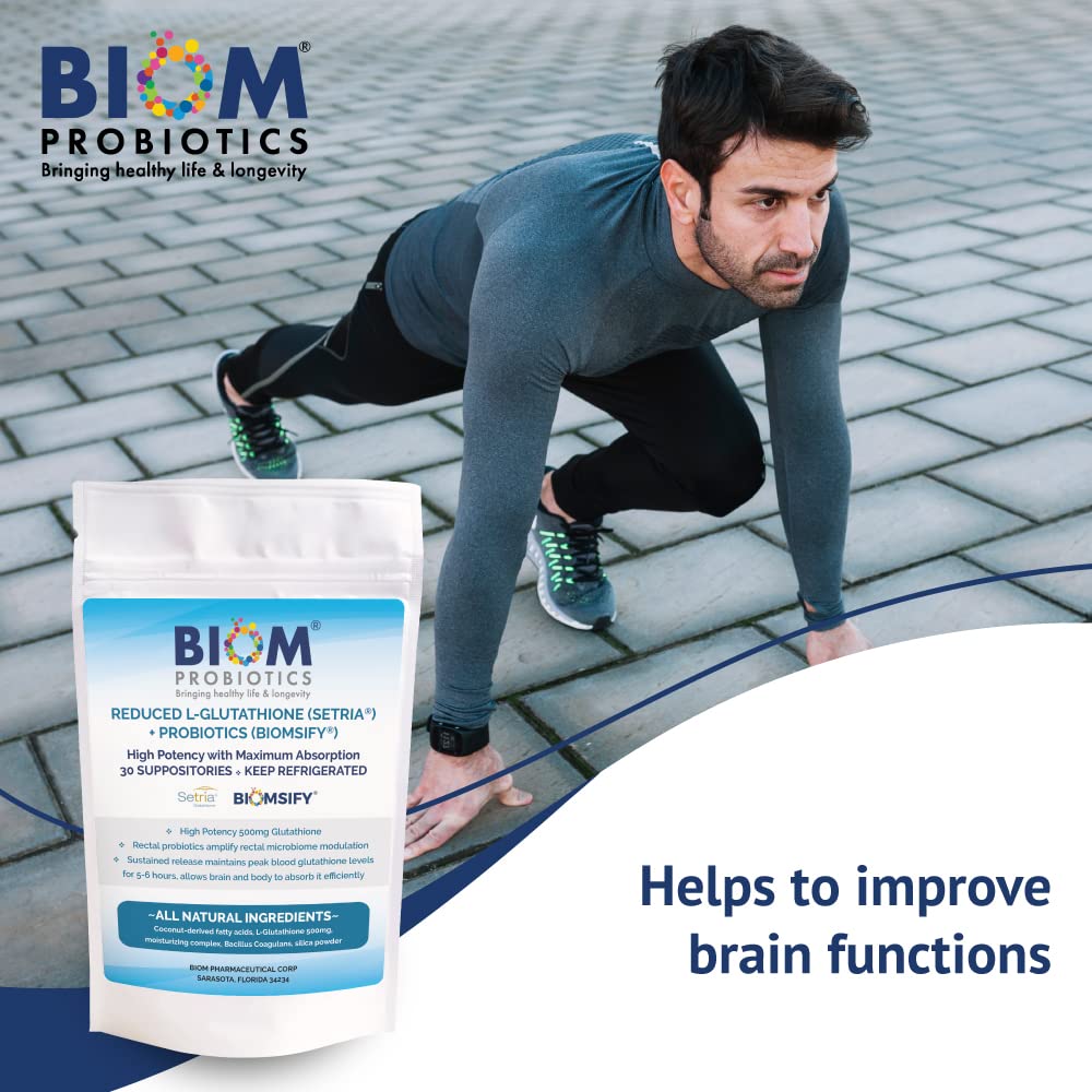 High Potency 500mg Reduced L-Glutathione (Setria Brand) + Probiotic Suppository. Maximum Bioavailable Glutathione Formulation with Powerful Antioxidants. Probiotic Complements the Formulation
