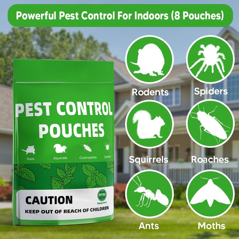KPNKKWY Pest Control, Rodent Repellent Pouches, Mouse Repellant Indoor, Mice Peppermint to Repel Rat, Ant, Roach, Mosquito & Moth, RV Mouse Deterrent, Keep Mouse Away