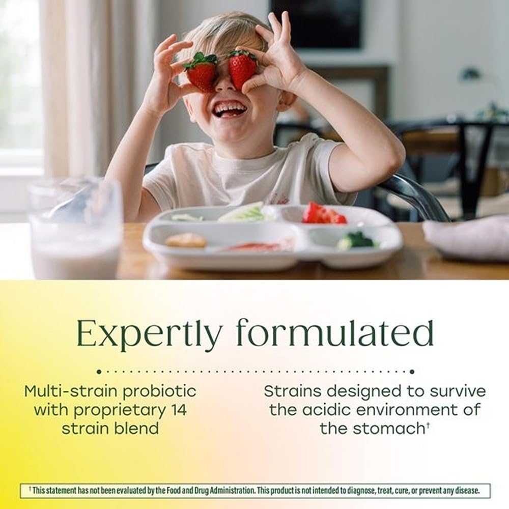 MegaFood MegaFlora Kids Probiotics - 5 Billion CFUs - Non-GMO, Vegetarian, Made Without 9 Food Allergens, Probiotics for Digestive Health- 60 Mini Capsules (60 Servings)