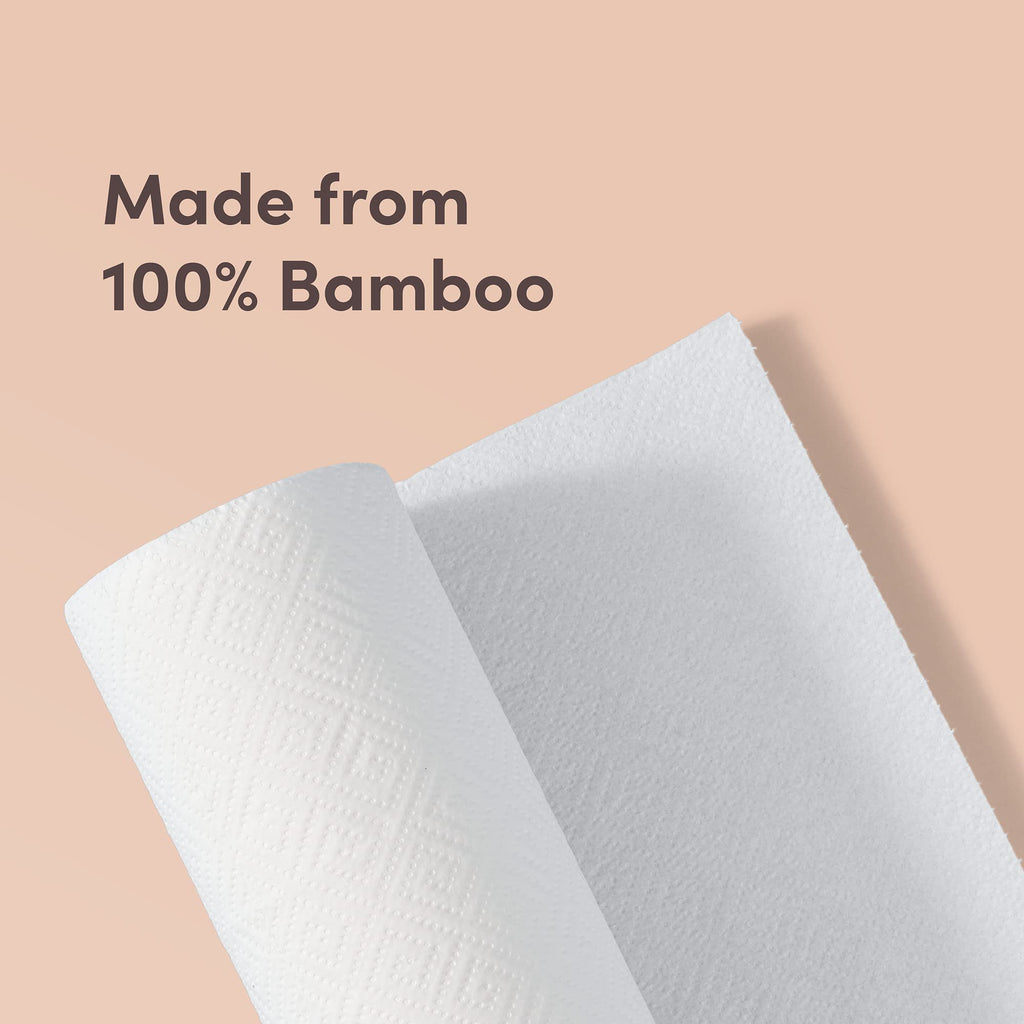 Amazon Aware Bamboo Paper Towels, 6 Rolls, 2 ply, 150 Sheets, 900 Count, Plastic-Free, Multicolor