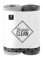 Fantasticlean Microfiber Cleaning Cloth Roll -60 Pack, Tear Away Microfiber Towels, 12" x 12", Reusable, Washable, Scratch Free, Ultra Absorbent for All-Around Cleaning Supplies (Grey & DimGrey)