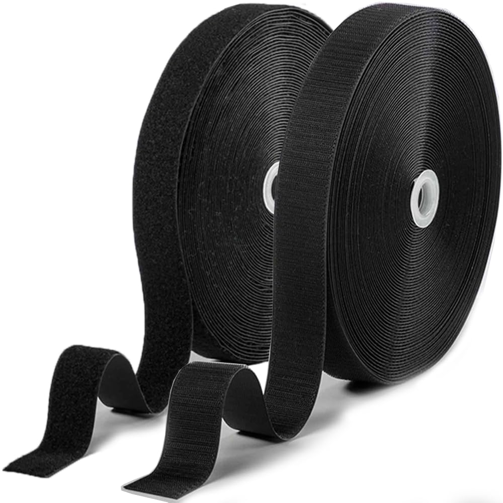 SOURRI 1 Inch x 82 Feet Hook and Loop Tape Sticky Back Fastener Roll, Nylon Self Adhesive Heavy Duty Strips Fastener for Home Office School Car and Crafting Organization