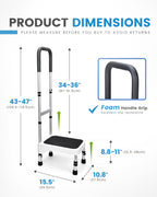 Sangohe Step Stool with Handle for Elderly, Aluminum Step Stools for Adults, Step Stool for Bed, Step Stool with Adjustable Handle and Legs, 275LBS Weight Capacity, 503A