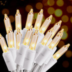 HISHINY Christmas Lights 100 Count Mini Clear Lights 32ft White Wire Christmas Tree String Lights Set for Outdoor Indoor Christmas Decorations Wedding Valentines Day Decor,UL Certified (32feet)