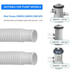 1.5” x 41” Pool Pump Replacement Hose, 2-Pack Above-Ground Pool Hoses with 4 Stainless Steel Clamps, Compatible with Intex, Coleman, Summer Waves Pool Pumps & Filters (2 PACK White)