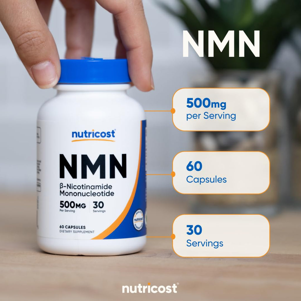 Nutricost NMN (Nicotinamide Mononucleotide) 500mg, 60 Capsules - Vegetarian Friendly, 30 Servings, Gluten Free, GMO Free