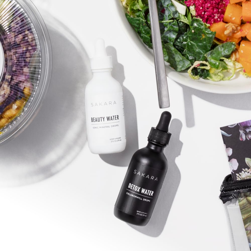 Sakara Beauty Water + Detox Water Drops, 60 Servings - Trace Mineral Drops & Chlorophyll Liquid Drops, Liquid Magnesium, Chloride, Sodium, Potassium, Boron Supplements, Liquid Chlorophyll Drops