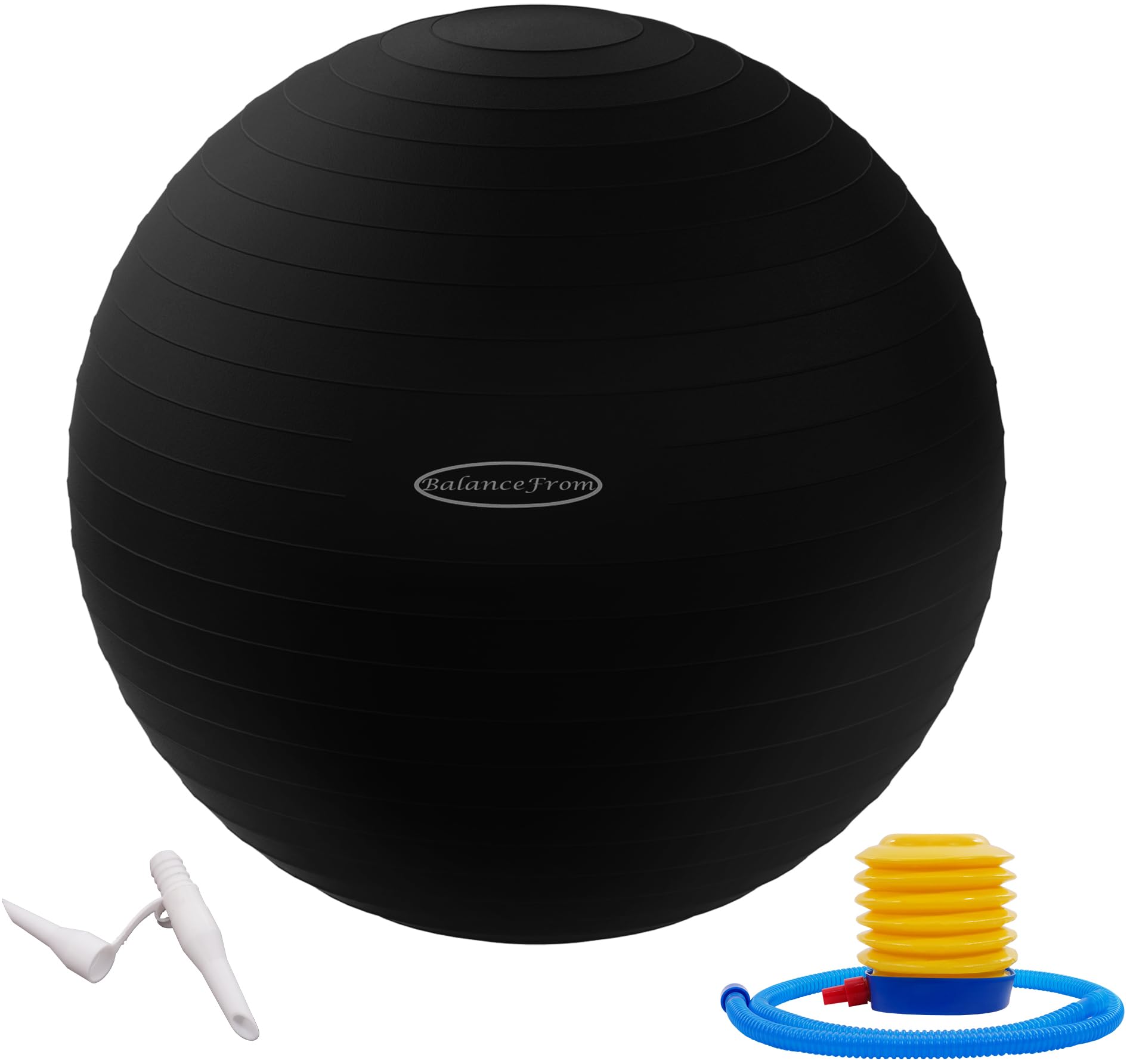 Fitvids Anti-Burst Slip Resistant Exercise Ball - 30-inch, XL, Black, 2,000-Pound Capacity, Quick Pump