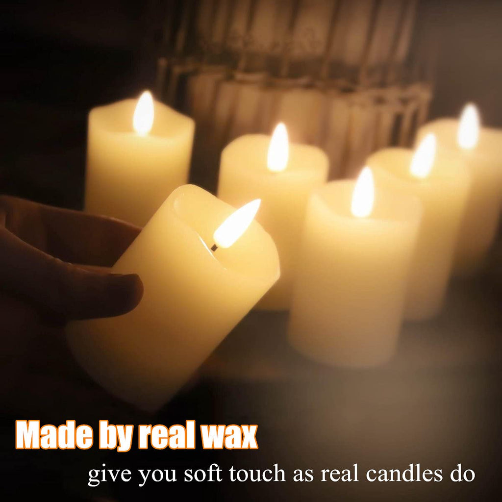 Eywamage Ivory Flameless Votive Candles with Timer Batteries Set of 6