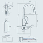 FORIOUS Chrome Kitchen Faucet with Soap Dispenser, High Arc Modern Sink Faucet with Pull Down Sprayer and Deck Plate, Stainless Steel Fit for 1 or 3 Hole for Pot Filler Bar Farmhouse Laundry Rv