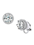 FindChic April Diamond Clip On Earrings for Women Silver Birthstone
