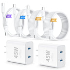 QZIIW iPhone 18 17 16 Pro Max Fast Charger,45W Dual Port USB C Fast Charger