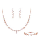 BriLove Wedding Jewelry Set Cubic Zirconia for Women Bride Bridesmaid Rose