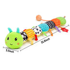 Baby Sensory Toy 0-6 Month Music Animal Stuffed Plush Caterpillar Toy for Infant 0-3-6 Month Tummy Time with Baby Mirror Crinkle Rattle for 6-12 Month Carseat Toys for Newborn Boys Girls Shower 1