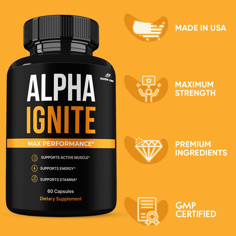 Shark Labs (2 Pack) Alpha Ignite Capsules, Max Strength 2 Month Supply