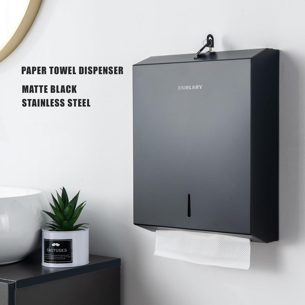 Gorlary Commercial Paper Towel Dispenser Wall Mount, Matte Black