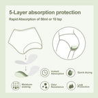 BATTEWA Washable Absorbency Incontinence Regular Underwear for Women, Reusable Leak Proof Protection Panties for Bladder Leakage(5Color, Large, 5 Pack)