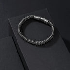 Qumfole Mens Bracelet-Stainless Steel Magnetic Clasp Franco Chain Bracelets for Men Gunmetal