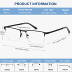 EYECEDAR 5 Pack Quality Reading Glasses Men Metal Half Frame Spring Hinges Blue Light Blocking Computer Eyeglasses Readers for Men 2.0