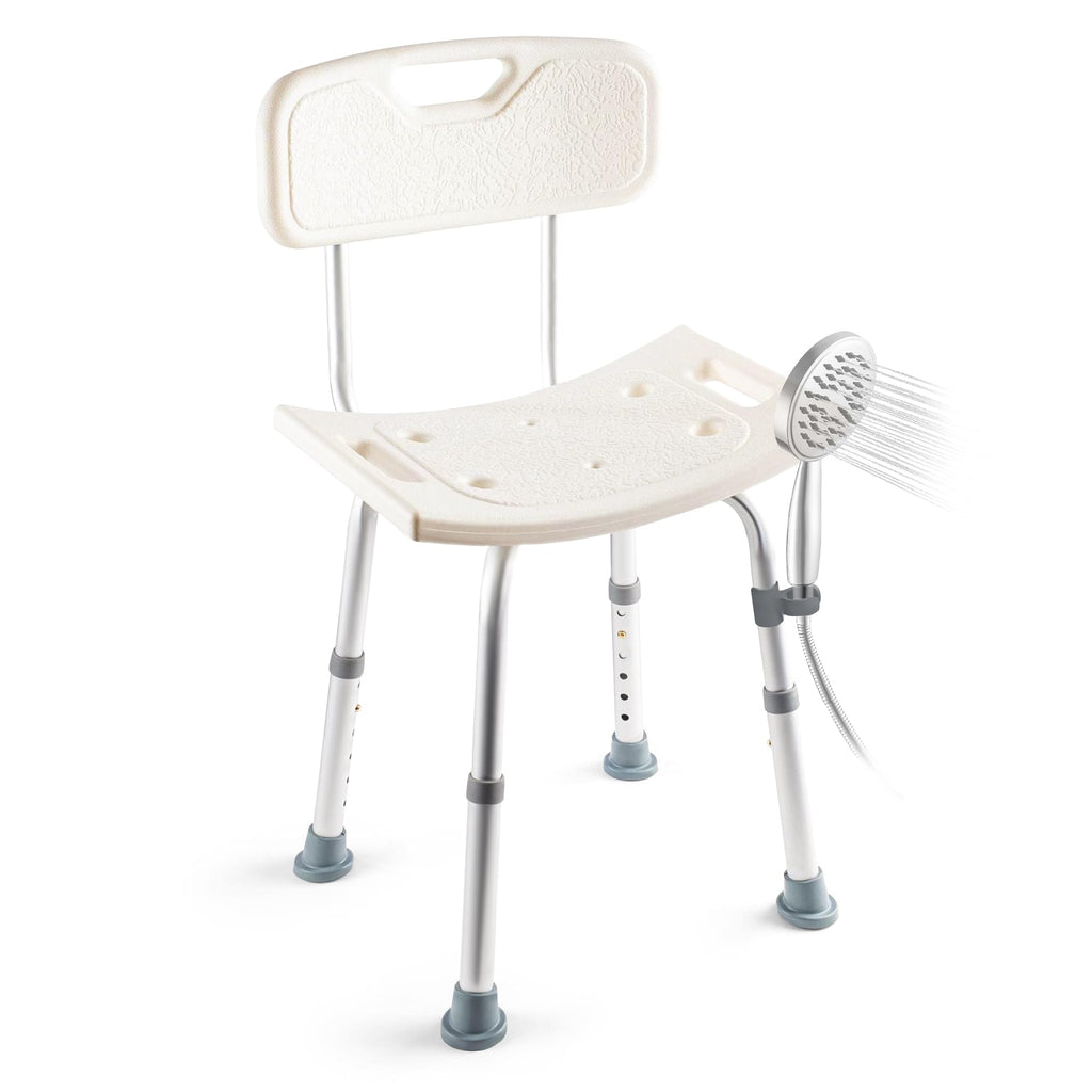 Dr. Kay's Adjustable Height Shower Chair Seat for Inside Shower, 350 lbs Heavy Duty Bathroom Stool for Bathtub, Safety Bath Bench with Backrest for Elderly and Disabled
