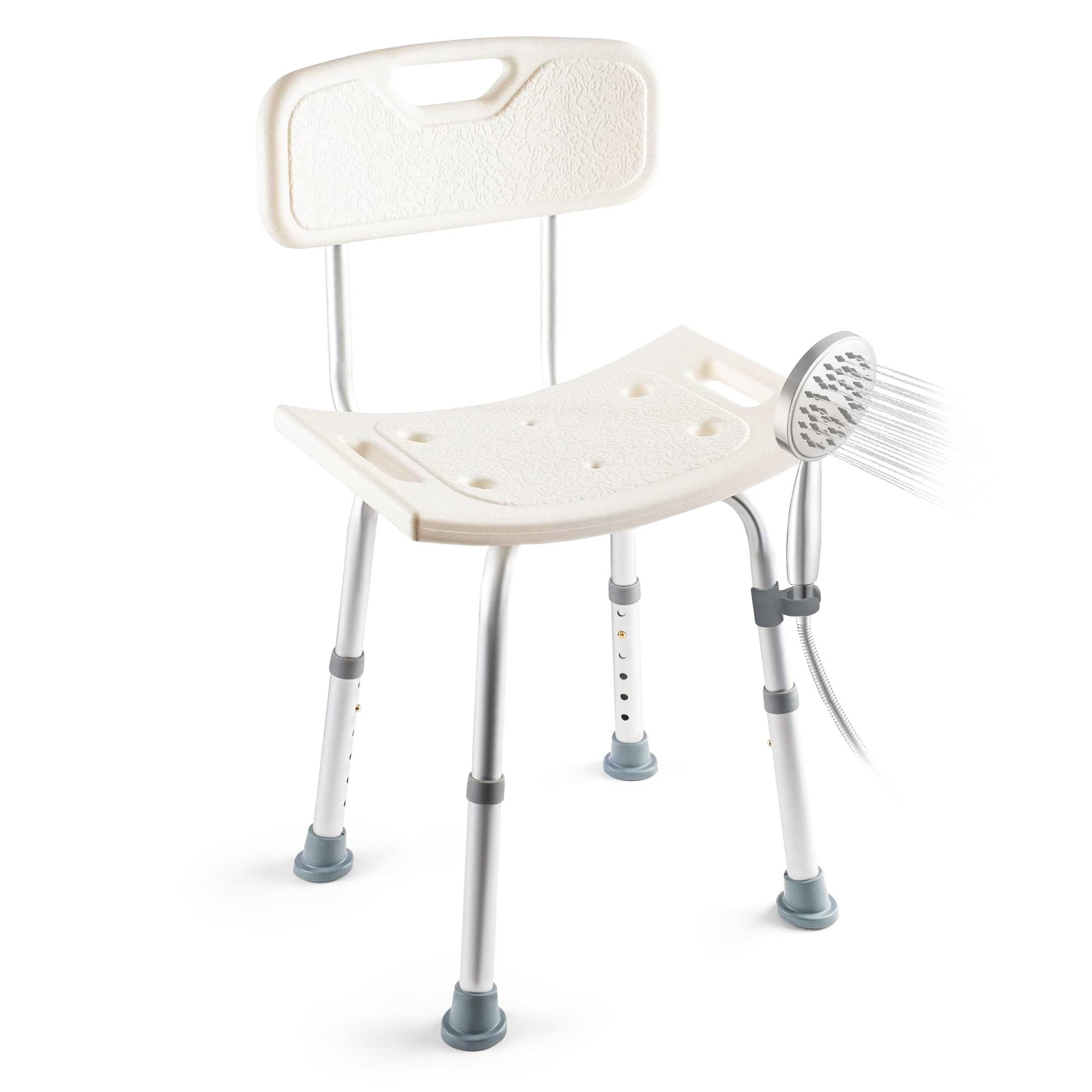 Dr. Kay's Adjustable Height Shower Chair Seat for Inside Shower, 350 lbs Heavy Duty Bathroom Stool for Bathtub, Safety Bath Bench with Backrest for Elderly and Disabled