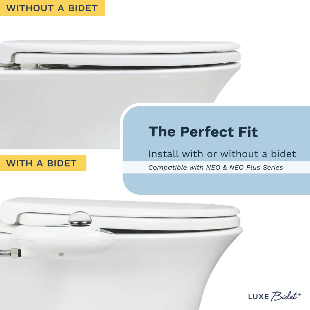 LUXE TS1008E Slow Close Elongated Comfort Fit Toilet Seat, White