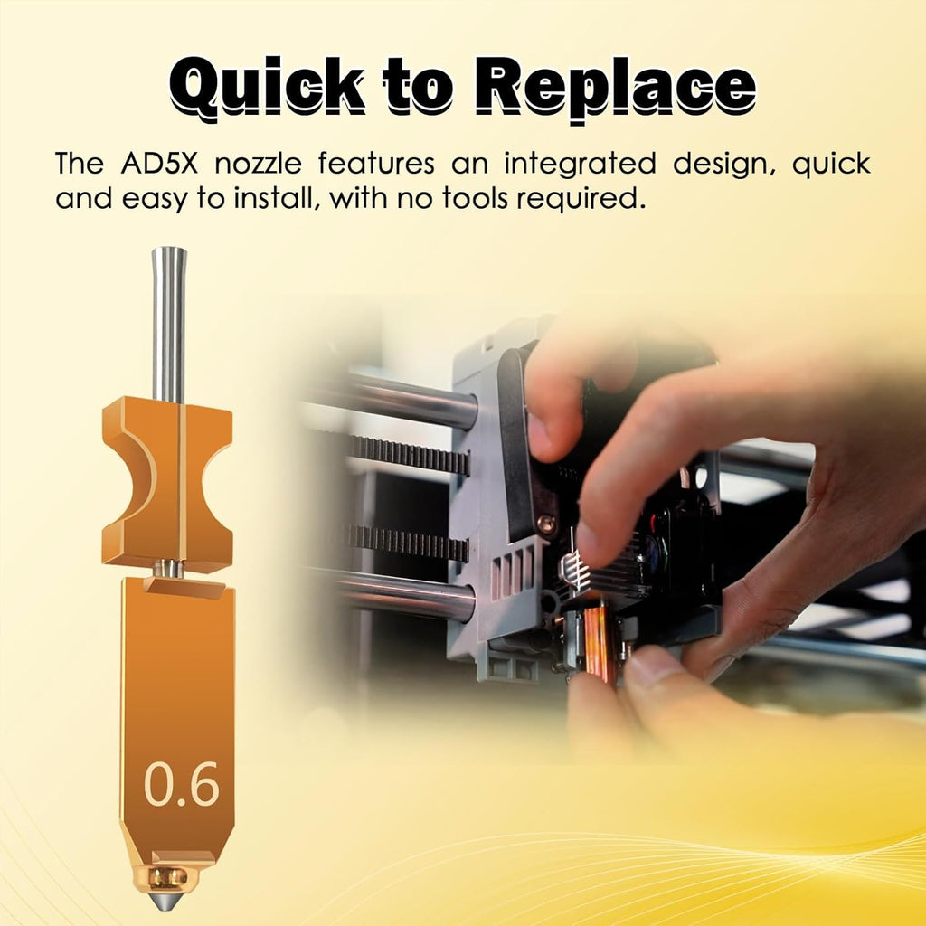 for FLASHFORGE AD5X Upgraded 0.6mm Hotend 2 Packs 3D Printer Assembled Extruder Kits- All Metal Hot End/Printhead Replacement with Detachable Nozzle, 2PCS Silicone Sock Integrated Heater Block