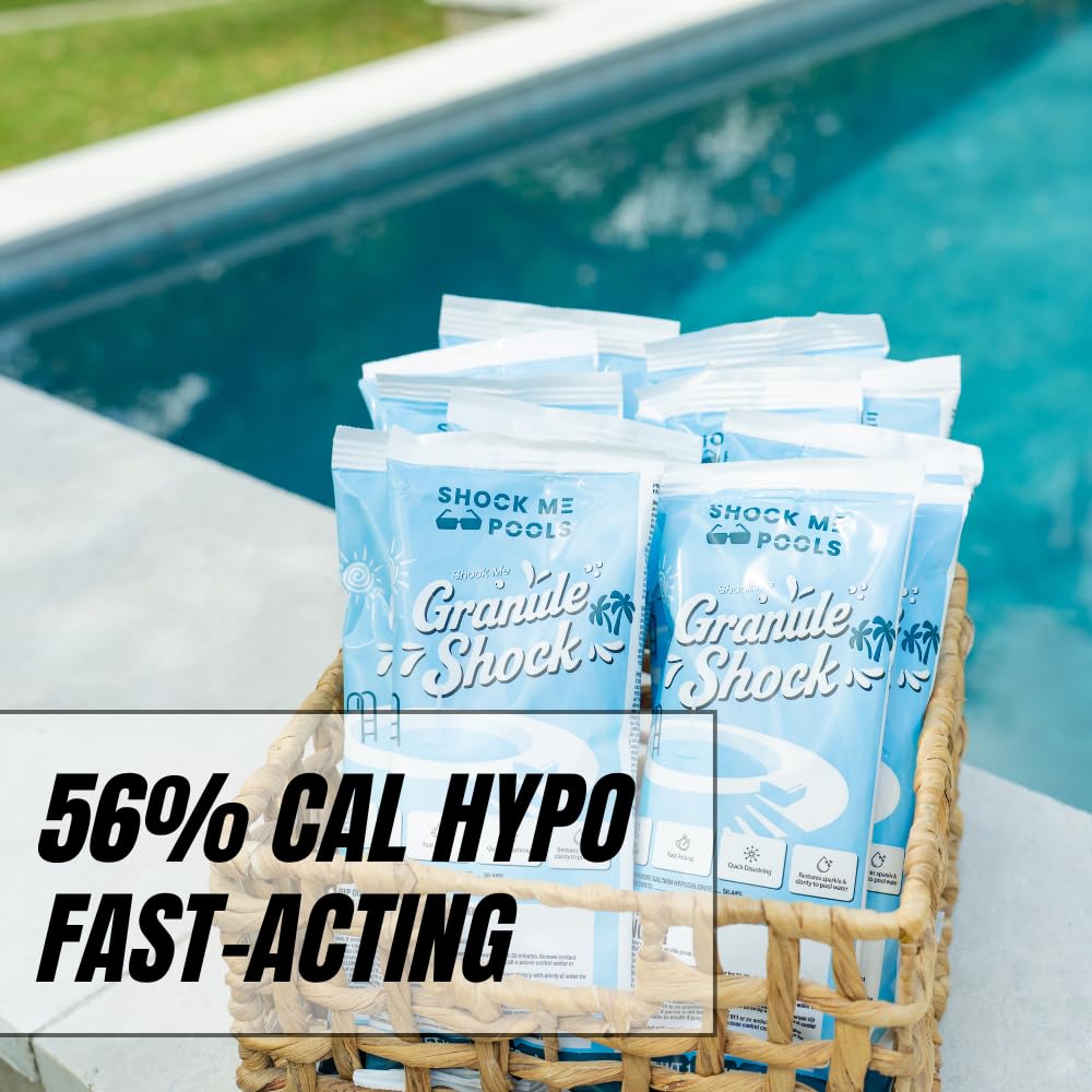 Cal Hypo Granule Pool Shock – Fast-Dissolving Chlorine Shock Treatment for Swimming Pools – Powerful Pool Water Clarifier & Sanitizer – for Inground & Above Ground Pools – 1 lb Bag (12 Pack)