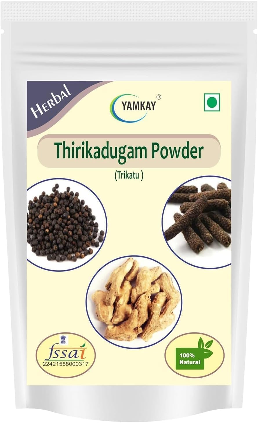 YAMKAY Thirikadugam Powder 300g (10.58 oz) | Trikatu Churna | Katutraya Churna | Three Peppers Herbal Blend | 100% Pure & Natural | No Added Preservatives