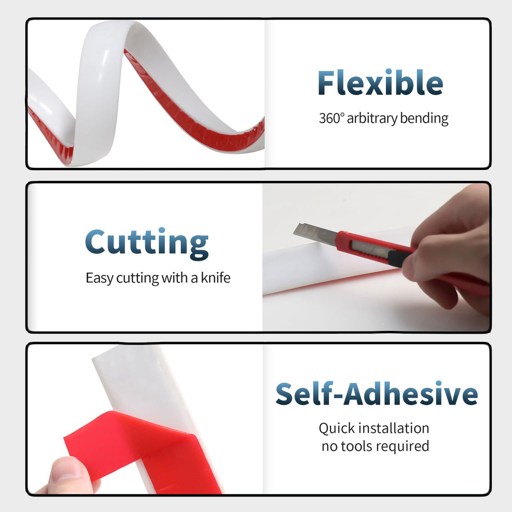 Flexible Quarter Round Molding, Mini Peel and Stick Rubber Trim Moulding(155Inch)