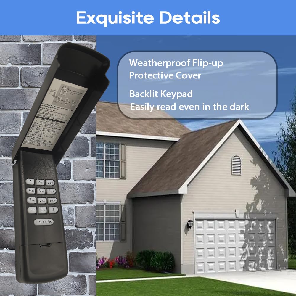 JUSTHILLUP Black Garage Door Opener Keypad Compatible with Liftmaster/Chamberlain/Craftsman Openers, Replace G940EV-P2, 878MAX, 877MAX, 877LM, 377LM, 977LM, Wireless Keyless Keypad